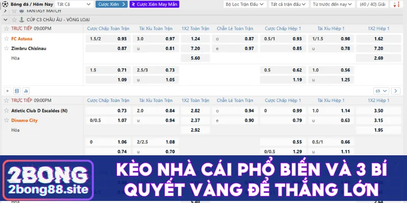 Kèo nhà cái phổ biến và 3 bí quyết vàng để thắng lớn 1 Kèo nhà cái